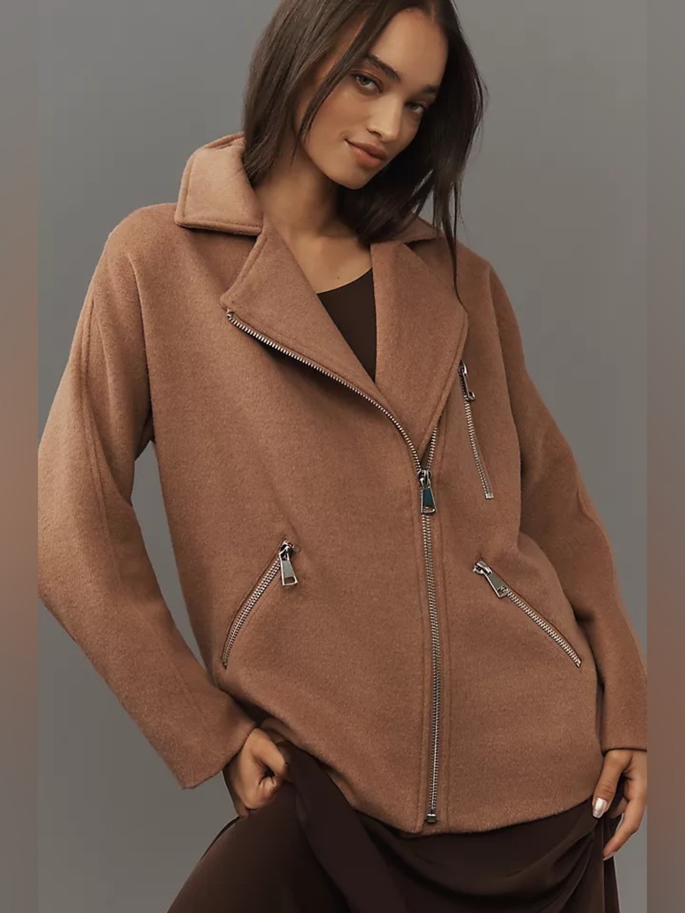 NWT -MAEVE Anthropologie - Oversized Wool-Blend Moto Jacket - Small